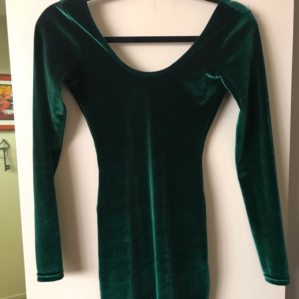 American Apparel XS Green Velvet Bodycon Dress